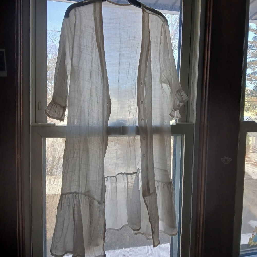 White Sheer Coverup Cardigan